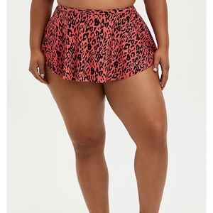 Torrid Coral Leopard High Low Swim Skirt in size 3
